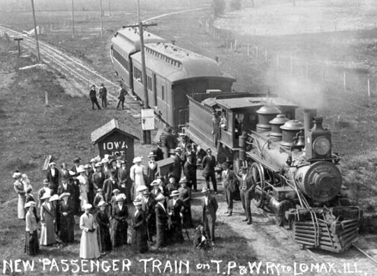 Dieses Bild gehört zu meiner Idee hinzu - ein Personenzug der Toledo, Peoria and Western Railway, eine Anregung einen kleinen Personenzug zu bauen, der dann auch absolut in meine Zeit um 1900 passt!