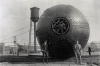 The ''Tunnel'' on arrival at Lengley, VA. Also a ring wrench for screwing down the cover of manhole was included! - And how it appears, the tank was rolled (!) from unloading pier to its end position on heavy timbers.